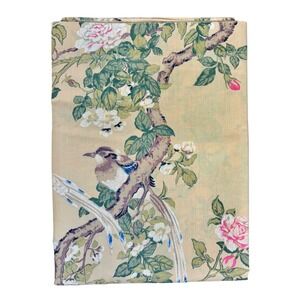 Vintage Springmaid Songbirds Queen Flat Sheet Chinoiserie Floral Bird Print Boho